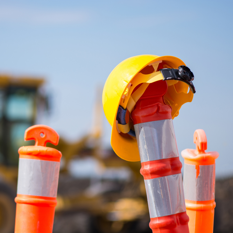 Hard hat on traffic cone