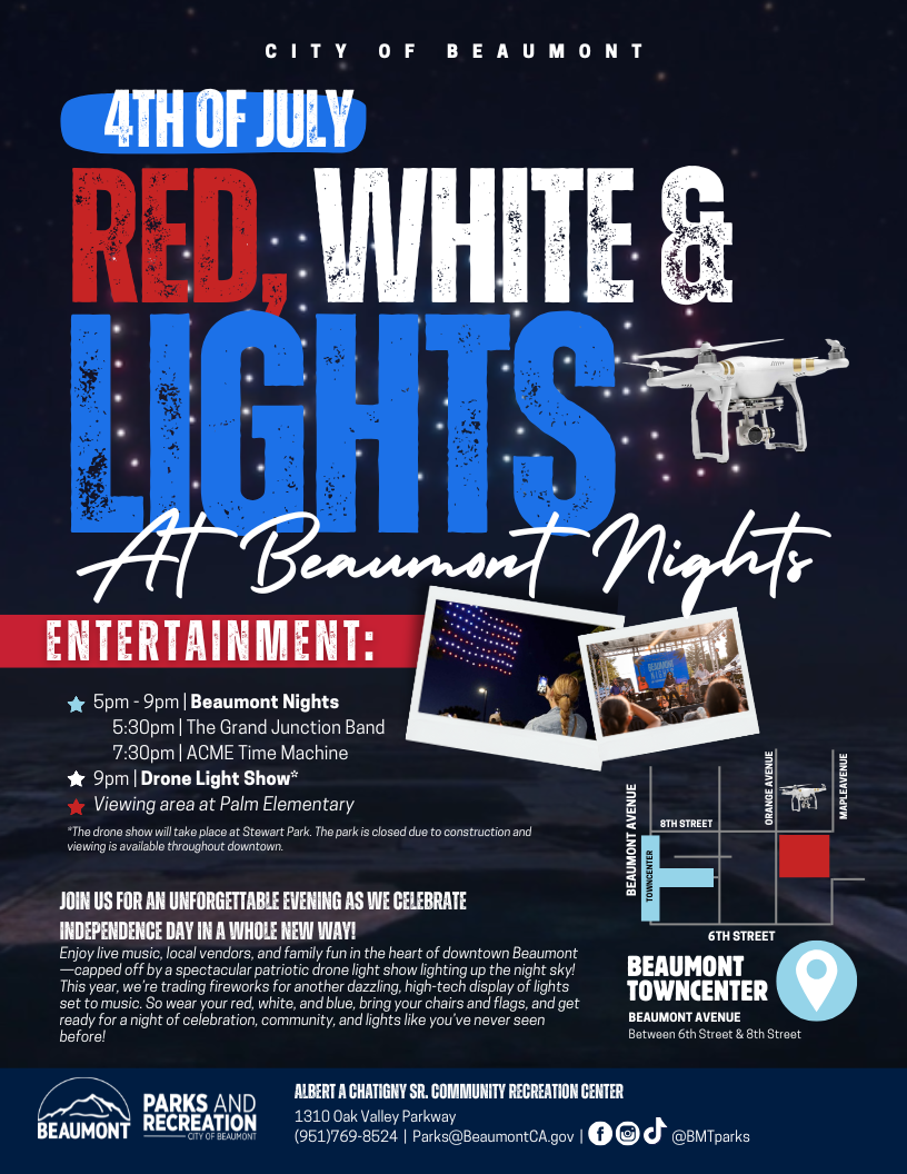 Fourth of July - Red White and Lights at Beaumont Nights